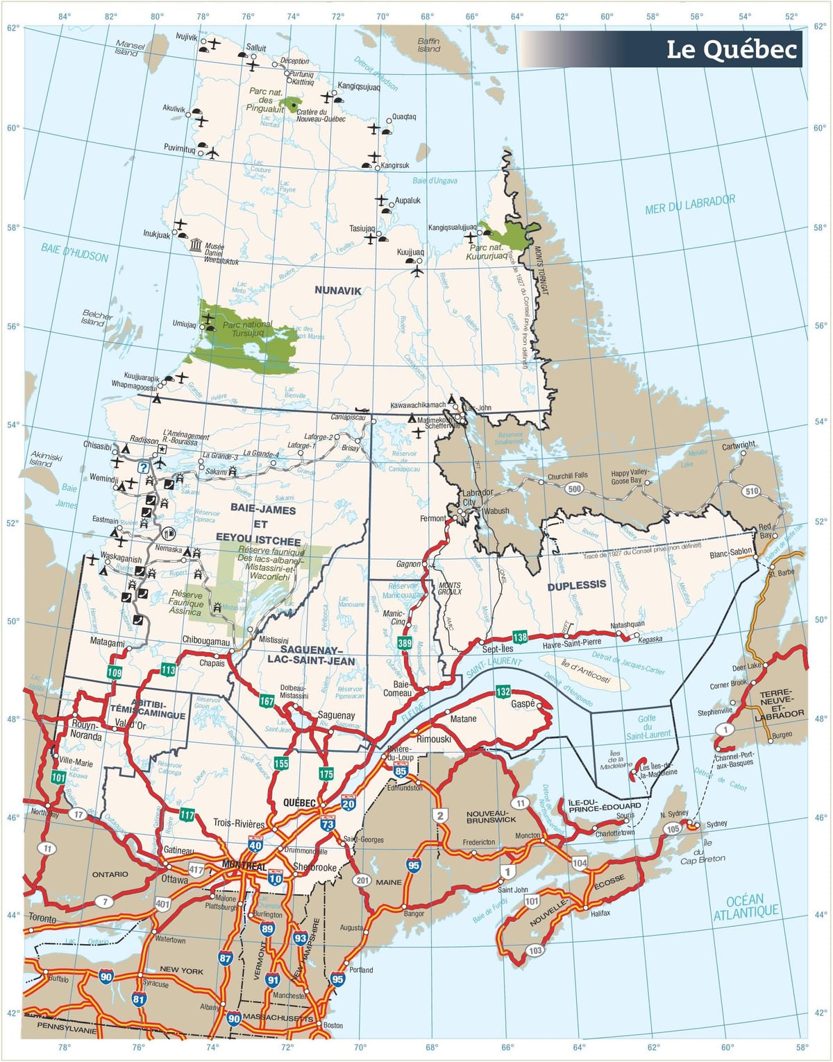 Карта дорог quebec Канада